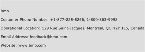 bmo customer service phone number.